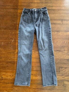 Abercrombie & Fitch Black Acid Wash Ultra High Rise Straight Jeans